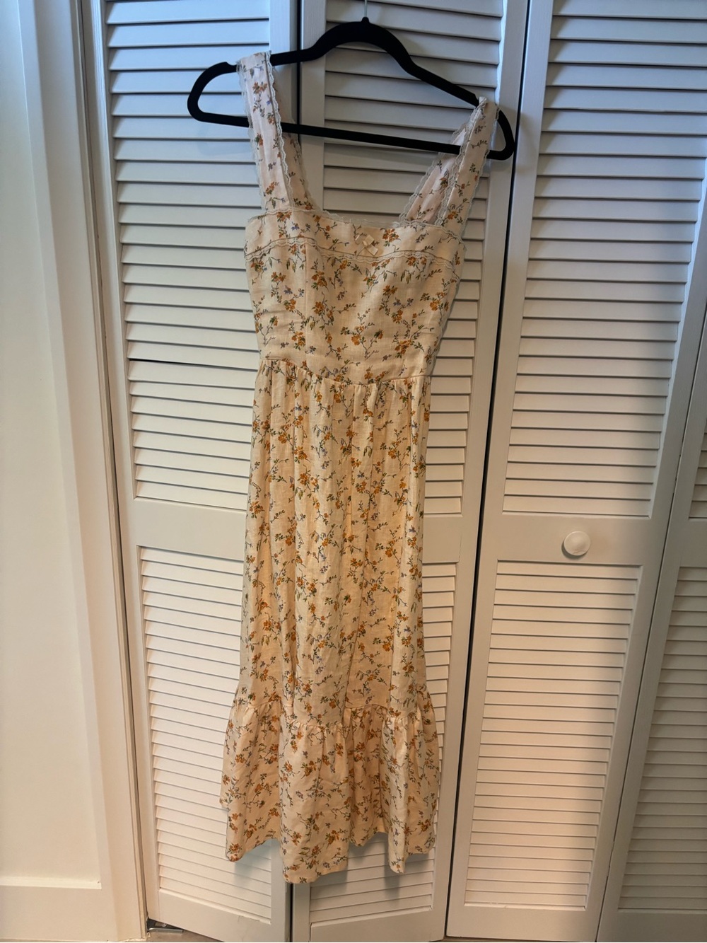 Reformation Cream Floral Maxi Dress